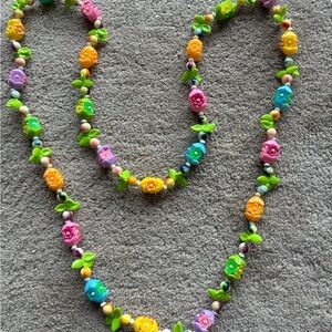 Vintage 1940’s Tutti Frutti Floral Beaded Necklace. 20 inch.